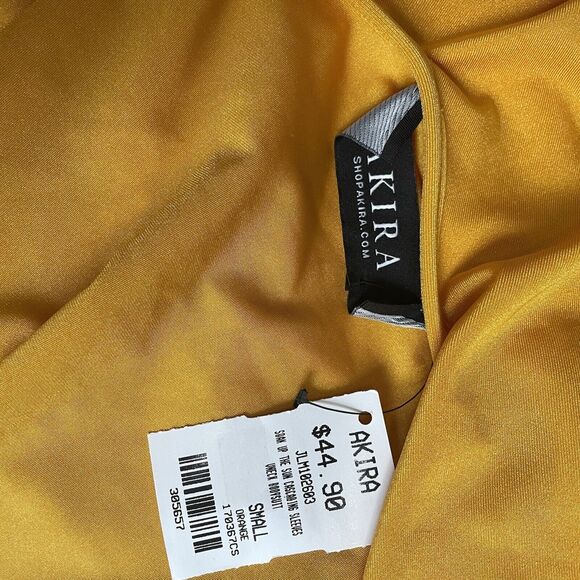 NWT Akira V Neck Long Sleeve Bodysuit YELLOW SZ S - Picture 7 of 8